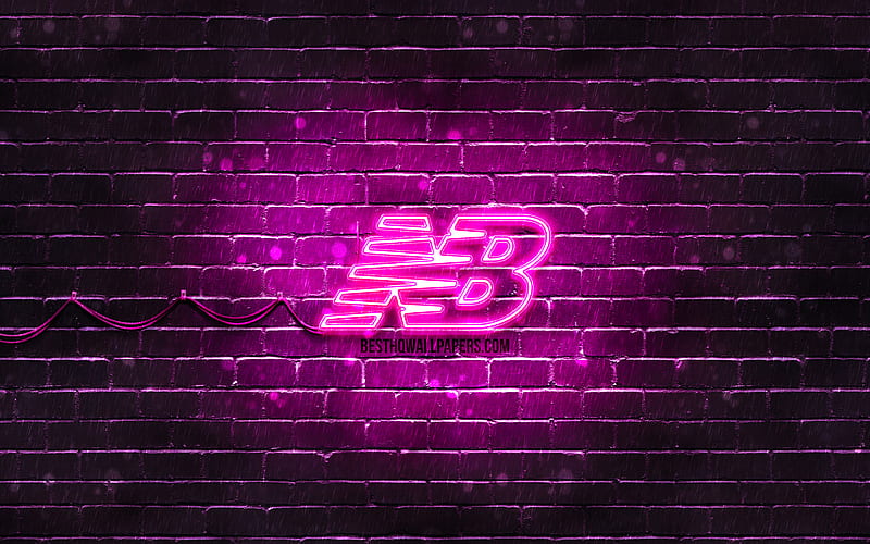 New Balance purple logo purple brickwall, New Balance logo, brands, New ...