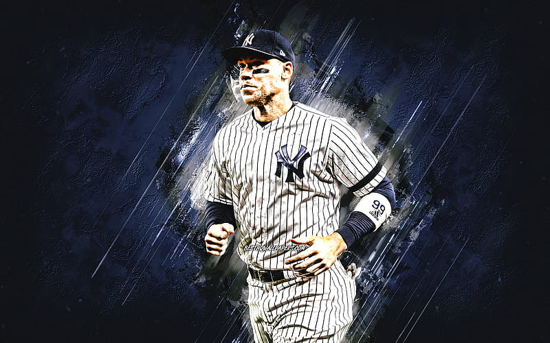 Aaron Judge, New York Yankees, MLB, american baseball player, blue stone background, USA, baseball, Major League Baseball, HD wallpaper