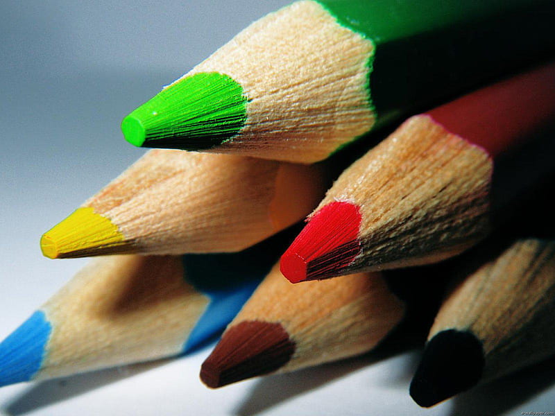 Coloured Pencil, red, 3d, green, pencil, brown, coloured, black, blue, HD wallpaper