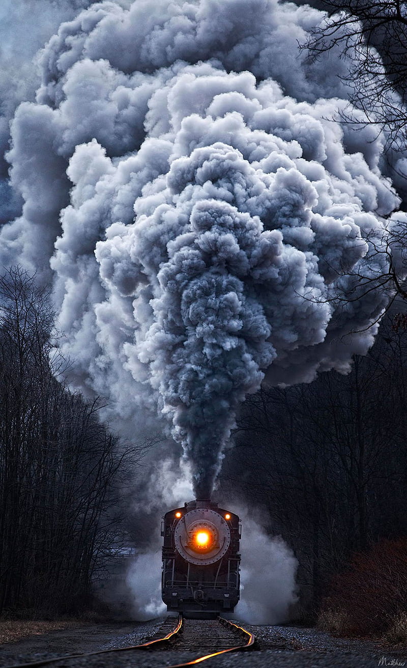 Train, atqnn, locomotive, nature, smoke, trains, white, HD phone wallpaper