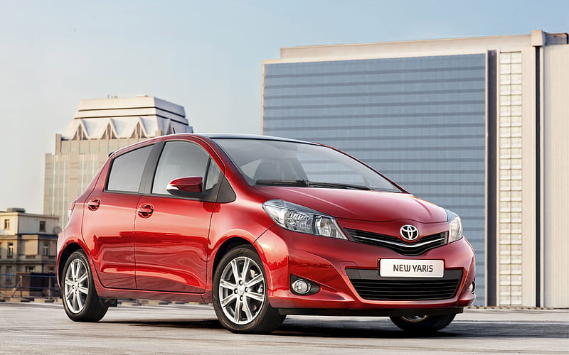 Toyota Yaris saloon car red appearance of the 13, HD wallpaper