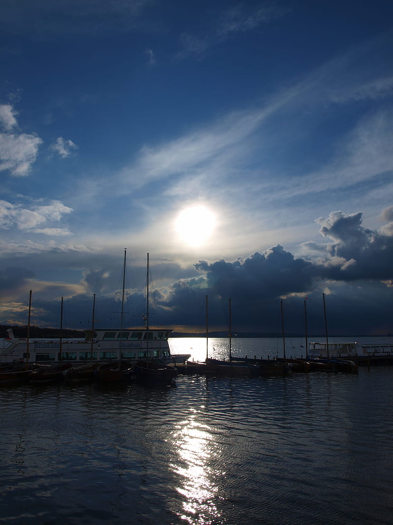 boats, sea, dawn, sky, clouds, sunrise, HD phone wallpaper