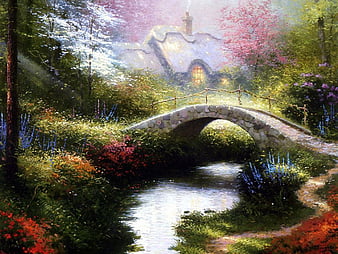 HD thomas-kinkade-brookside-hideaway wallpapers | Peakpx