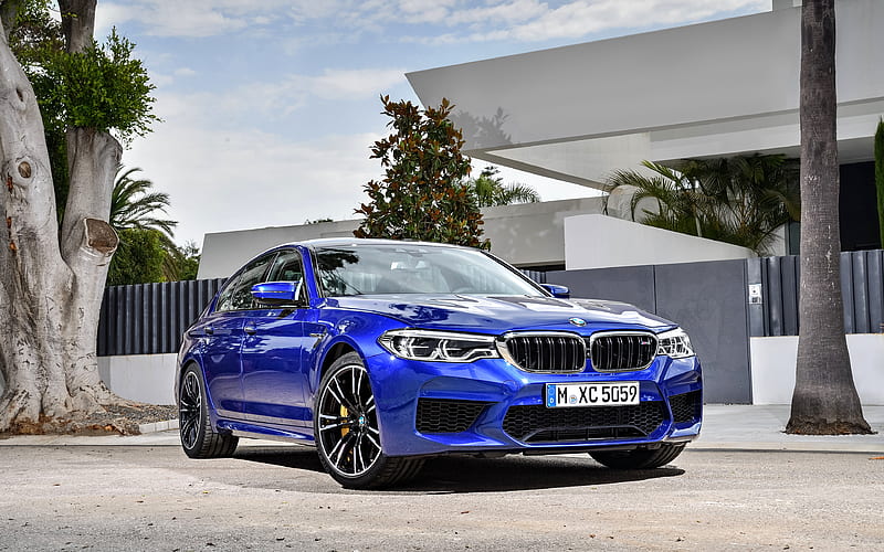 BMW M5 F90, 2018 cars, blue m5, sedans, german cars, BMW, HD wallpaper