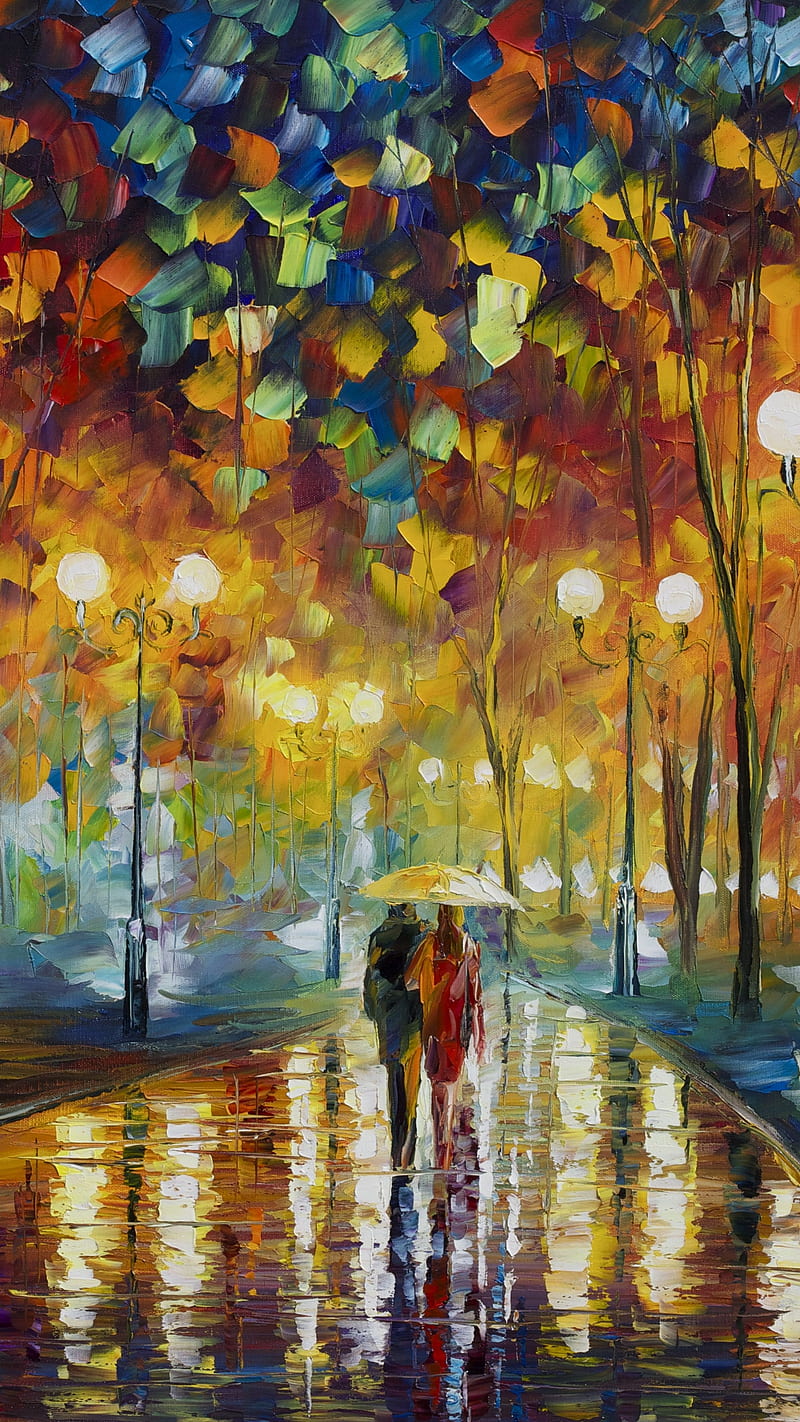 Art, atqnn, otoño, paisajes de otoño, pintura lluvia, paraguas, Fondo de  pantalla de teléfono HD | Peakpx