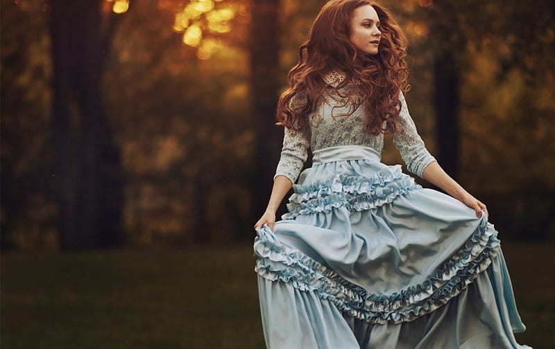 Redhaired Beauty, red, pretty, outside, dress, redhead, bonito, woman, hair, graphy, girl, beauty, nature, lady, HD wallpaper