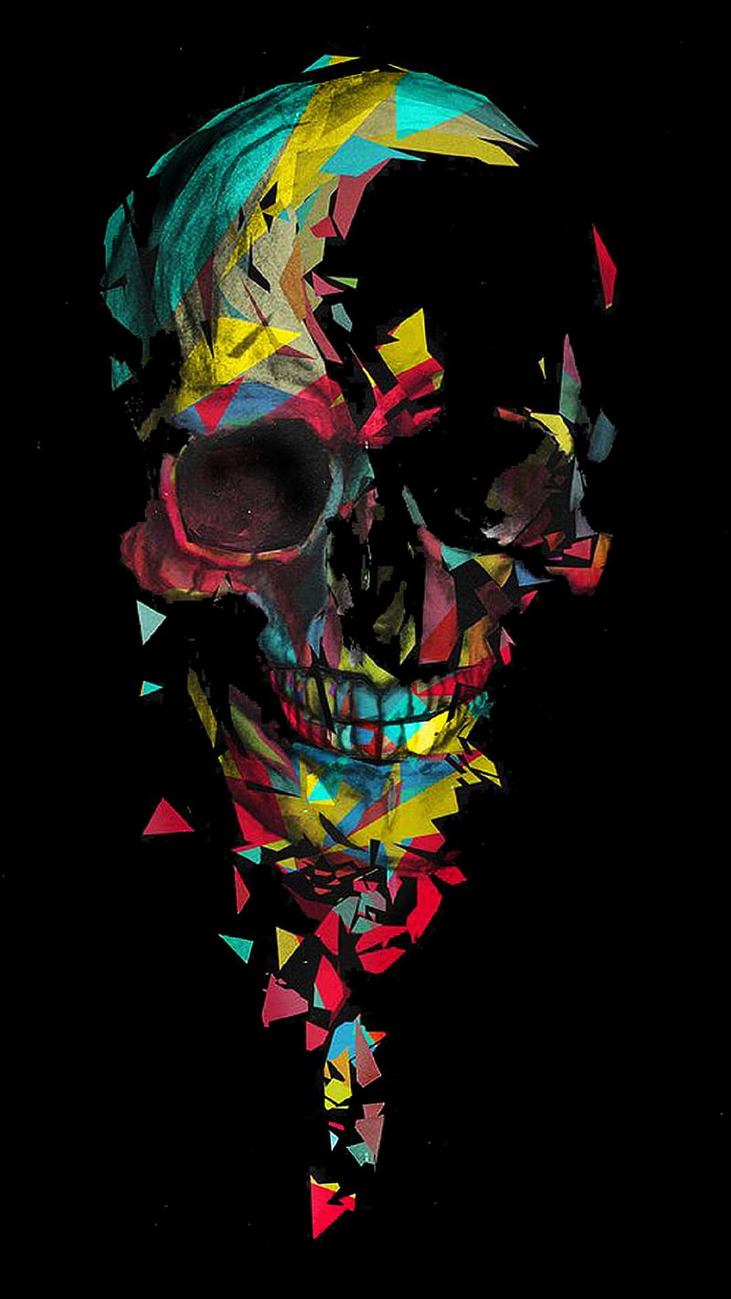 Colored skull, HD phone wallpaper