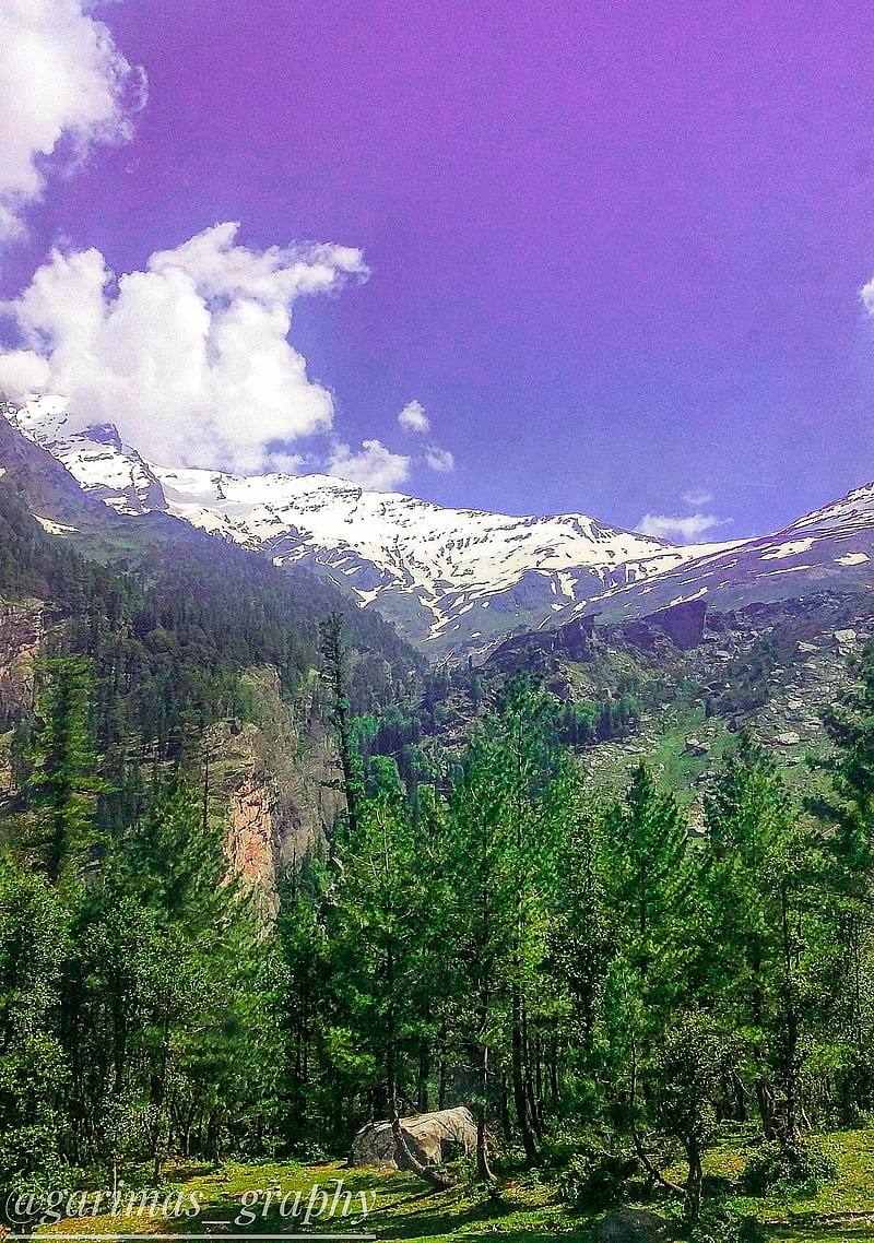 Kullu Manali , clouds, colour, environment, mountains, nature, sky, snow, trees, HD phone wallpaper