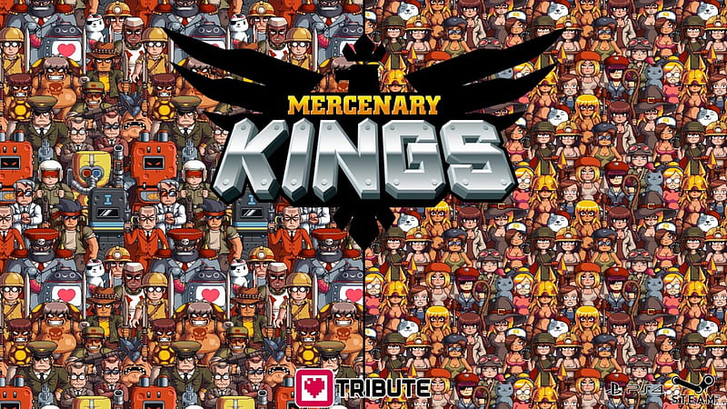 Dude and Girls, Playstation, pixelart, Tribute, Mercenary, Steam, PS4, Mercenary Kings, HD wallpaper