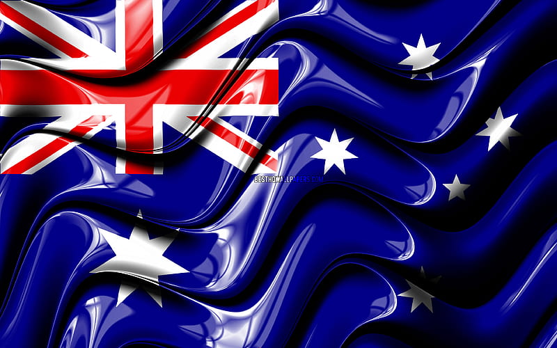 Australian flag Oceania, national symbols, Flag of Australia, 3D art, Australia, Oceanian countries, Australia 3D flag, HD wallpaper