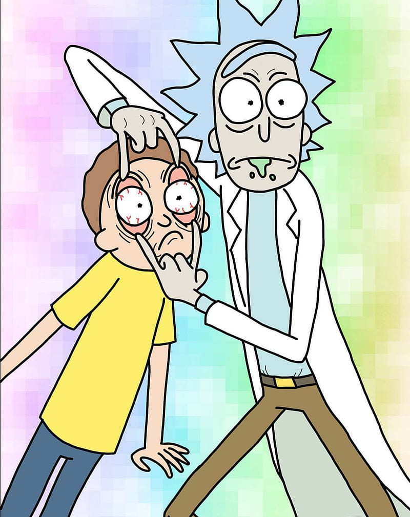 Rick and Morty disco, cartoon, cartoonified portrait, morty, rick, rick ...