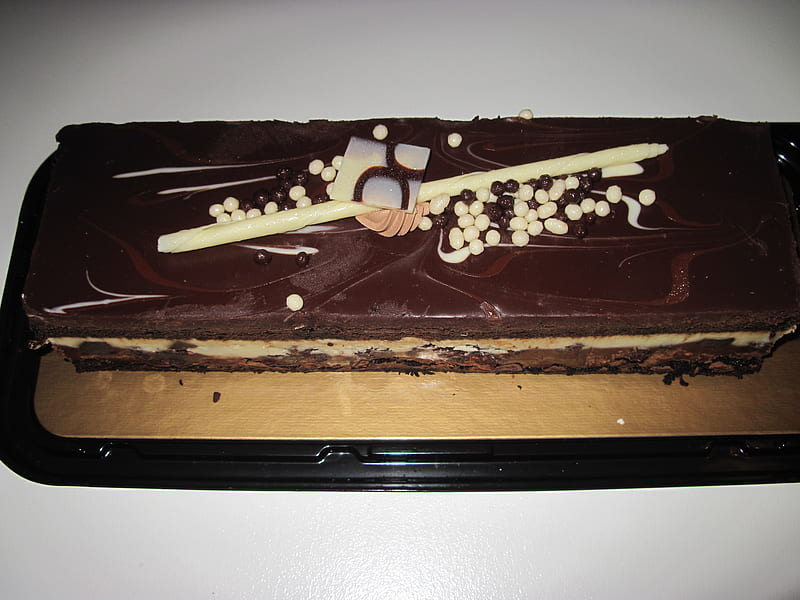 chocolate cake , cake, brown, chocolate, black, beige, Desserts, HD wallpaper