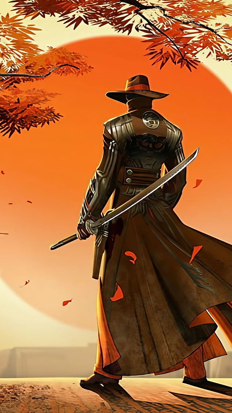 Samurai At Sunset, Samurai With Sword, HD phone wallpaper