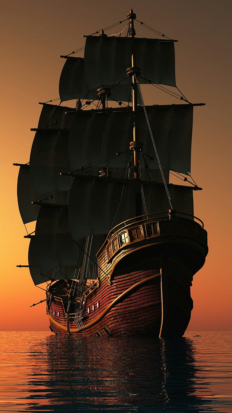 Wallpaper Sunset sea boat silhouette 2560x1440 QHD Picture Image