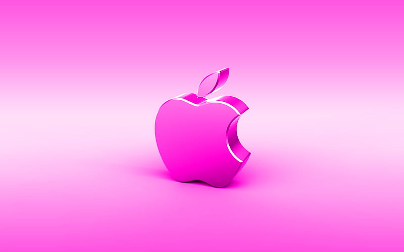 Apple purple 3D logo, minimal, purple background, Apple logo, creative, Apple metal logo, Apple 3D logo, artwork, Apple, HD wallpaper