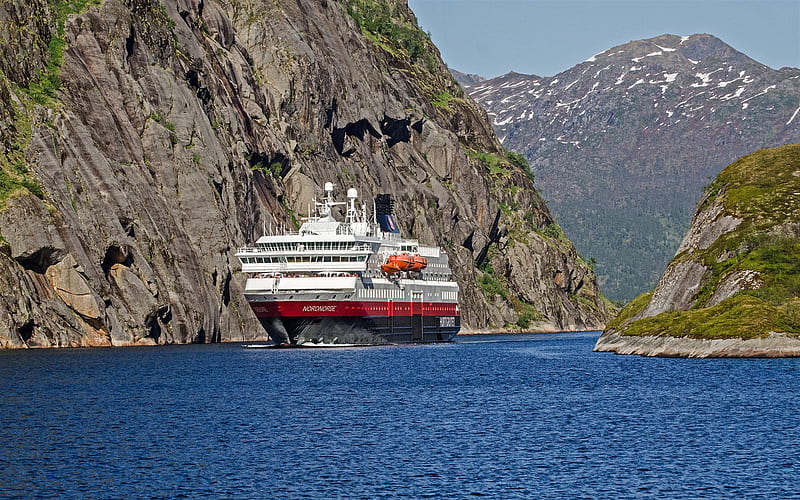 MS Nordnorge, cruise ship, fjord, Norway, HD wallpaper