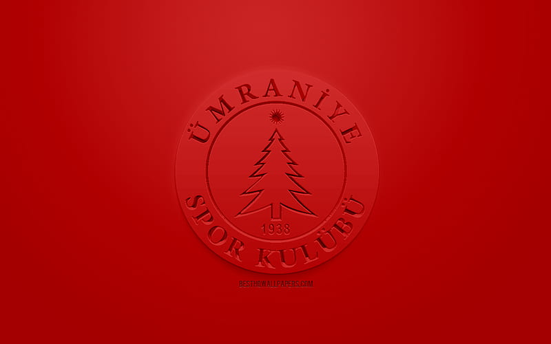 Umraniyespor, creative 3D logo, red background, 3d emblem, Turkish Football club, 1 Lig, Istanbul, Turkey, TFF First League, 3d art, football, 3d logo, HD wallpaper