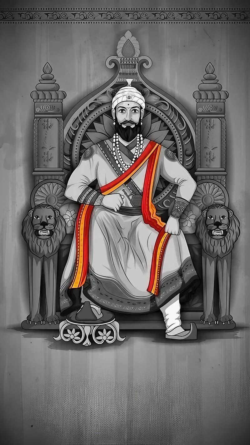 Shivaji Maharaj New, Black And White, indian ruler, maratha emperor, HD phone wallpaper
