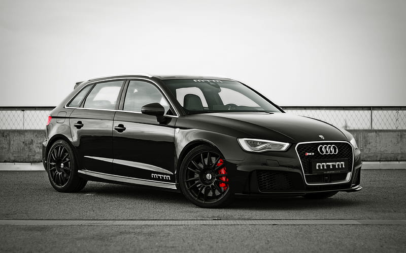 Audi RS3, 2018 front view, black hatchback, new black RS3, tuning RS3, German cars, Audi, HD wallpaper