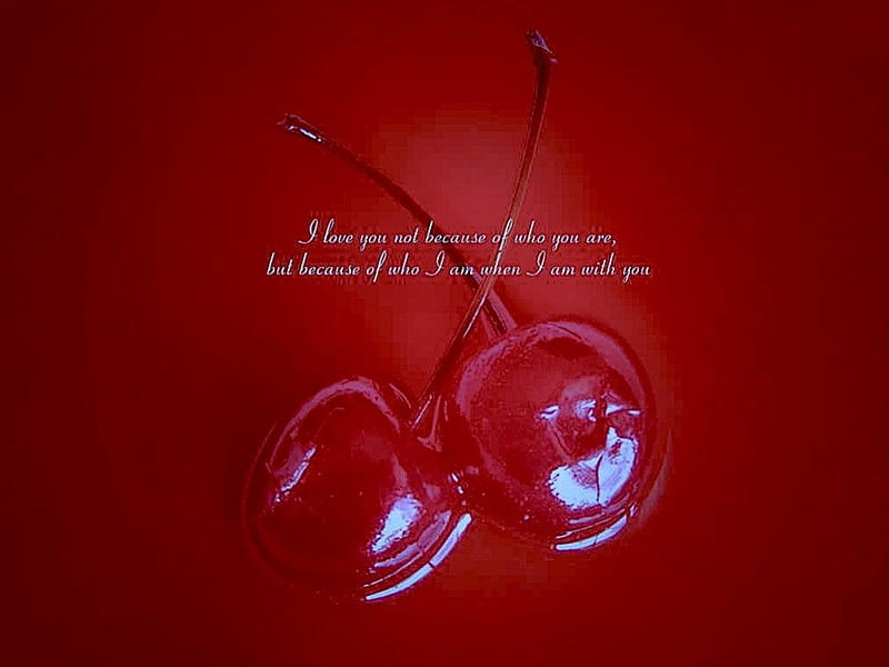 Sweet Cherries, red, romantic, poem, love, quote, words, cherry, HD wallpaper