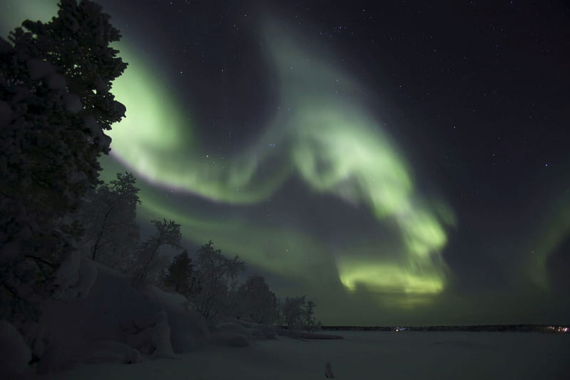 Aurora Borealis in Finland, Inari, Aurora Borealis, Sky, Lapland, December 25, Finland, 2017, HD wallpaper