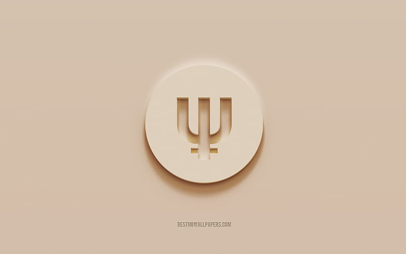 Primecoin logo, brown plaster background, Primecoin 3d logo ...