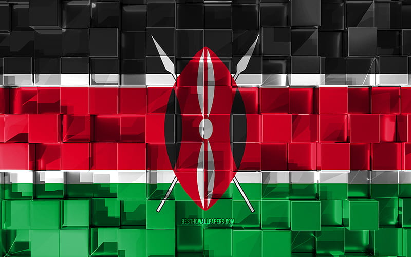 Flag of Kenya, 3d flag, 3d cubes texture, Flags of African countries, 3d art, Kenya, Africa, 3d texture, Kenya flag, HD wallpaper