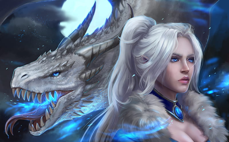 fantasy girl with dragon