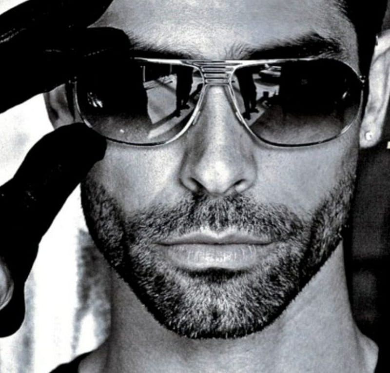 male stubble, sunglasses, model, black, man, white, portrait, fashion, HD wallpaper