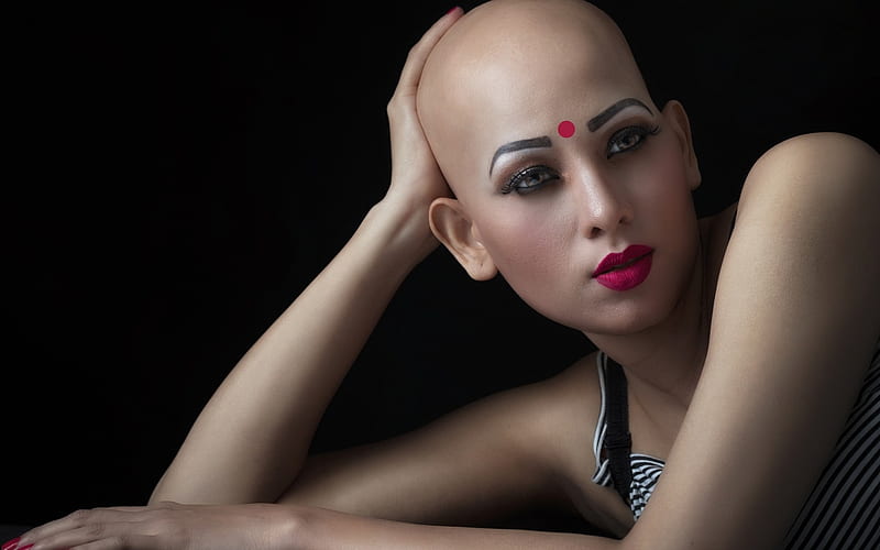 Bald is Beautiful, face, model, bald, woman, HD wallpaper