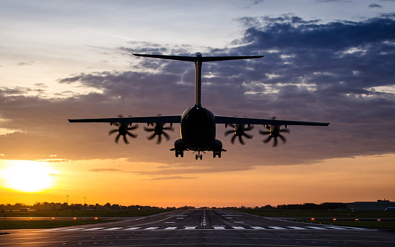 Lockheed C-130 Hercules airfield, aircraft landing, runway, US Air Force, cargo airplanes, US Army, Lockheed, HD wallpaper