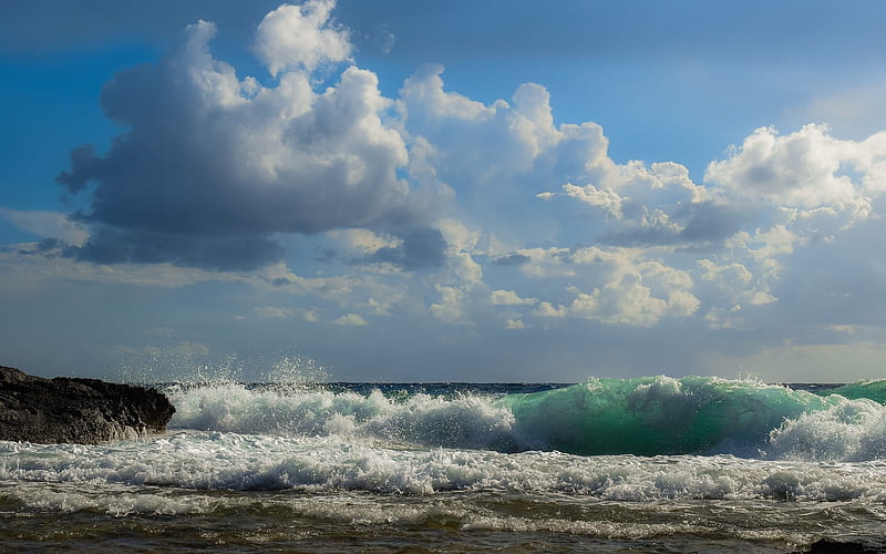Sea Waves in Cyprus, beach, waves, Cyprus, sea, HD wallpaper