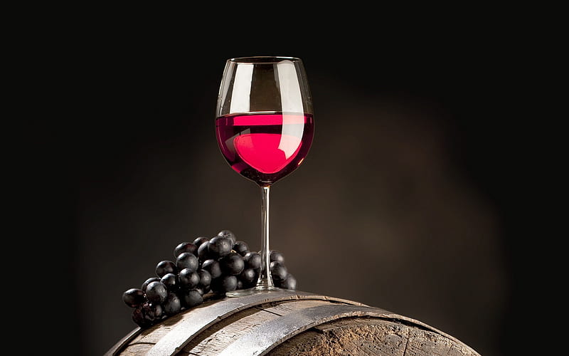 red wine, glass of wine, barrel, wine, HD wallpaper