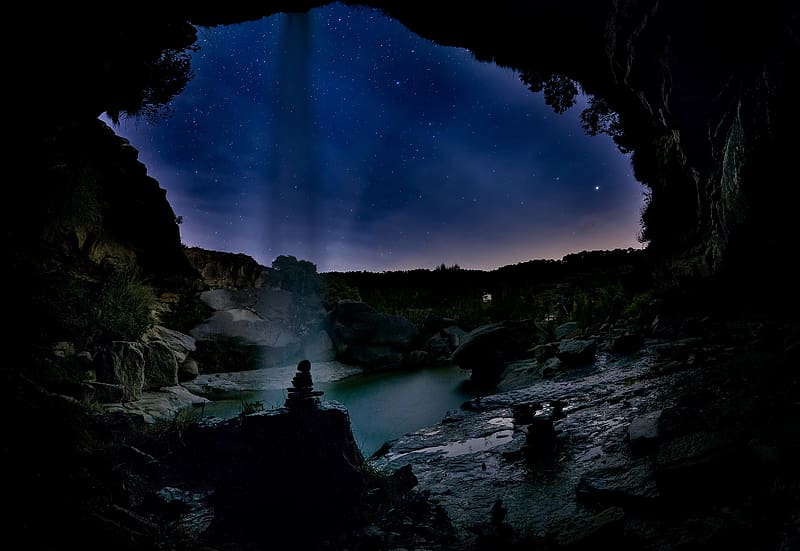 Nature Water Sky Stars Night Caves Cave Spain La Portellada