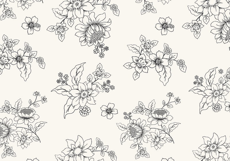 Hand Drawn Black and White Floral - hop Brushes at Brusheezy!, HD wallpaper