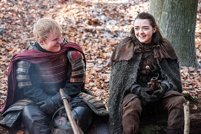 Ed Sheeran And Maisie Williams Game Of Thrones, game-of-thrones-season-7, game-of-thrones, tv-shows, ed-sheeran, arya-stark, maisie-williams, HD wallpaper