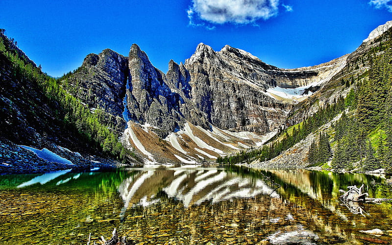 Lake Agnes, Banff, mountains, summer, Canada, Banff National Park, Alberta, North America, canadian landmarks, R, HD wallpaper