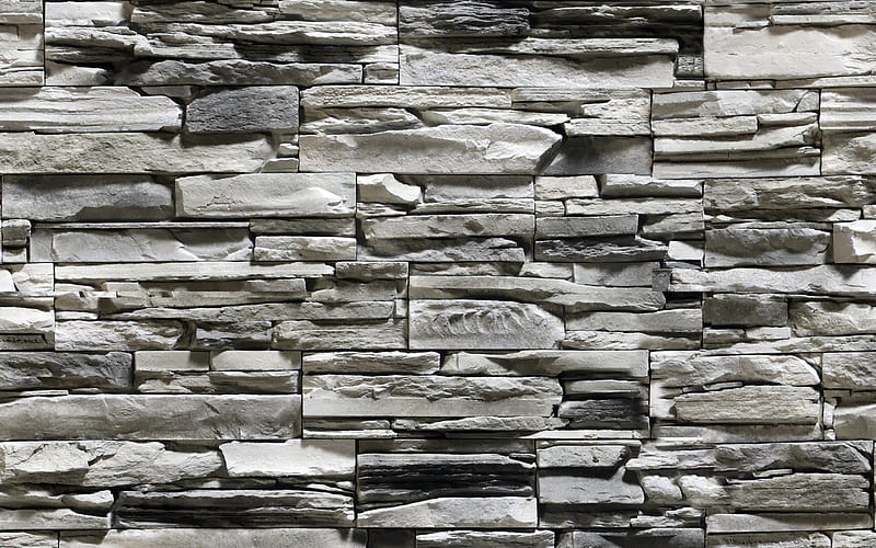 decorative stone texture, gray brickwall, macro, gray stones, bricks textures, decorative stones, gray stones wall, stones, gray stones background, HD wallpaper
