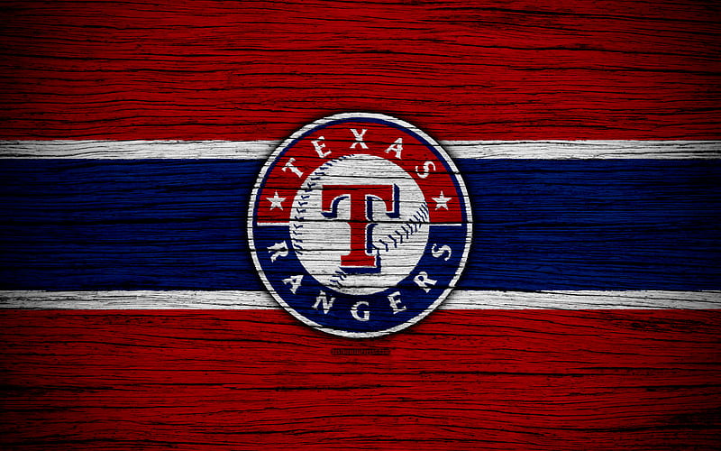 Texas Rangers MLB, baseball, USA, Major League Baseball, wooden texture, art, baseball club, HD wallpaper