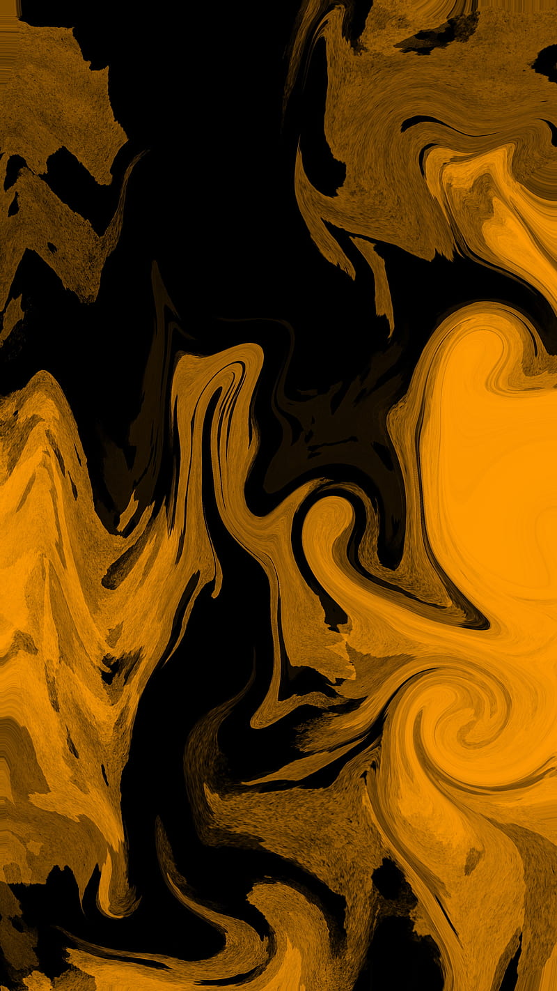 FLUID , BAZEL, abstract, amoled, autumn, bezel, color, edge, swirl, yellow, HD phone wallpaper
