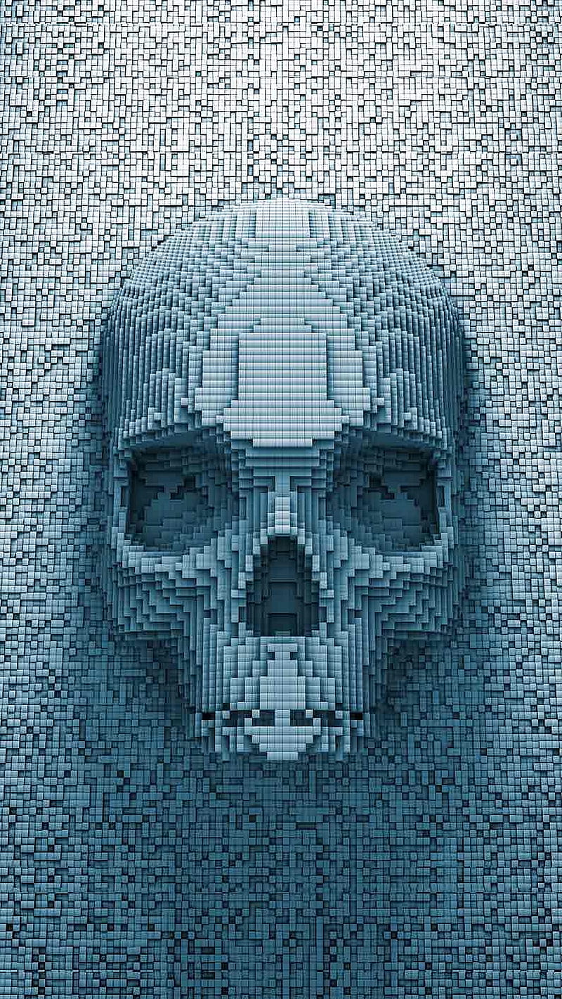 Pixelated Skull, pixelated, skull, HD phone wallpaper
