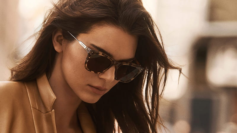 Kendall Jenner Is Looking Down Wearing Goggles And Brown Coat Celebrities, HD wallpaper