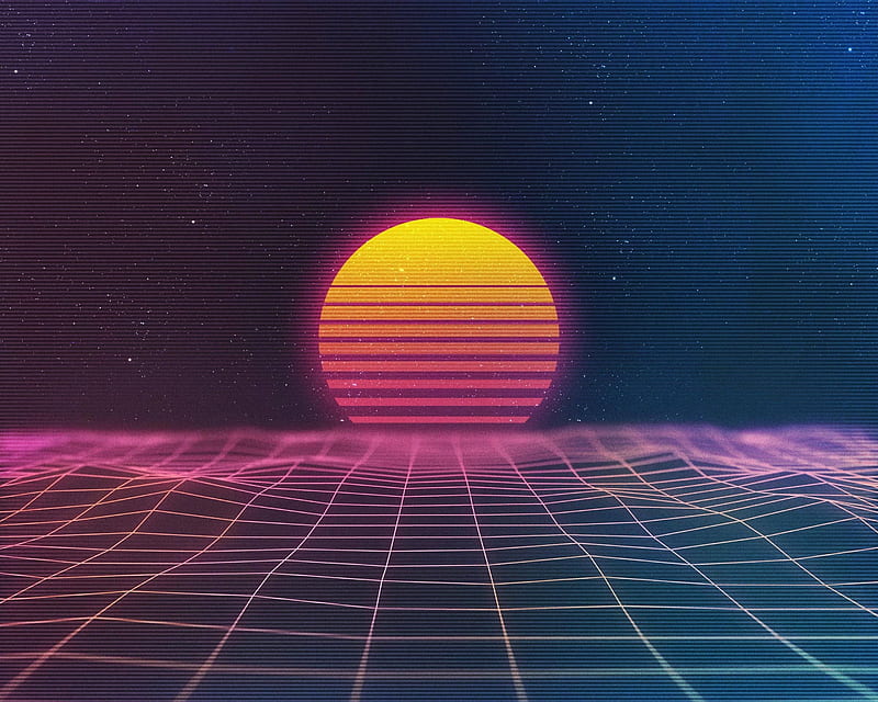 Retro Sunset, neon, theme, 80s, tron, pink, zodiac, HD wallpaper
