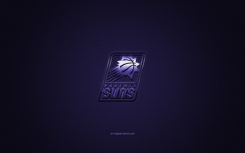 Phoenix Suns, American basketball club, NBA, purple logo, purple carbon fiber background, basketball, Phoenix, Arizona, USA, National Basketball Association, Phoenix Suns logo, HD wallpaper
