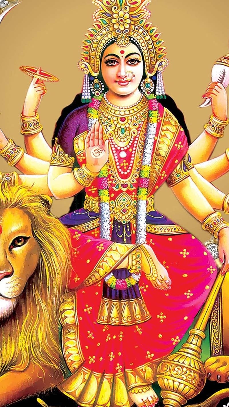 Durga Maa With gada in hand, durga maa, bhakti, HD phone wallpaper ...