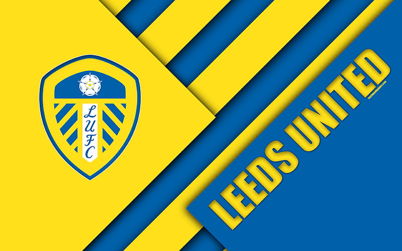 Leeds United FC, logo blue yellow abstraction, material design, English football club, Leeds, England, UK, football, EFL Championship, HD wallpaper