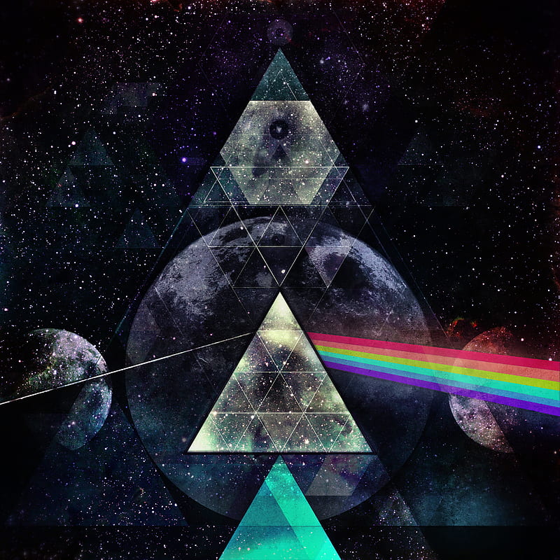 Light Side of the Moon, Spires, all-seeing eye, dark, floyd, illuminati, lunar, pink, prism, pyramid, rainbow, sci-fi, space, spectrum, triangle, tribute, HD phone wallpaper
