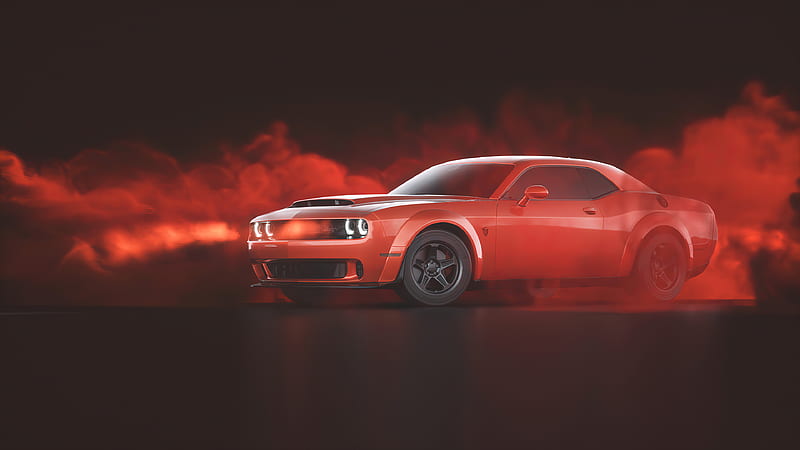  Red Dodge Challenger Demon SRT, dodge-challenger, -cars, carros, artstation, Fondo de pantalla HD