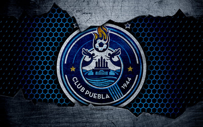Puebla logo, Liga MX, soccer, Primera Division, football club, Mexico, grunge, metal texture, Puebla FC, HD wallpaper