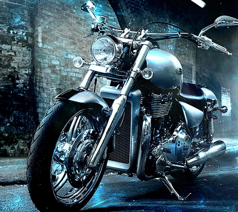 Motorcycle, awesome, blue, cool, nice, speed, sport, stunt, HD wallpaper